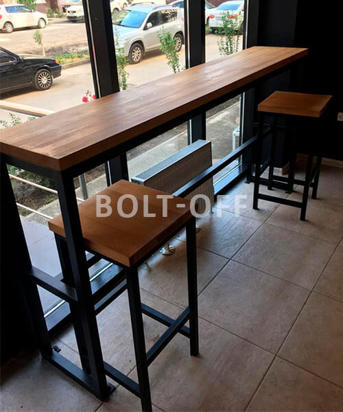 Барные столы и барные стойки на цельно сварном металлокаркасе в стиле лофт и индастриал